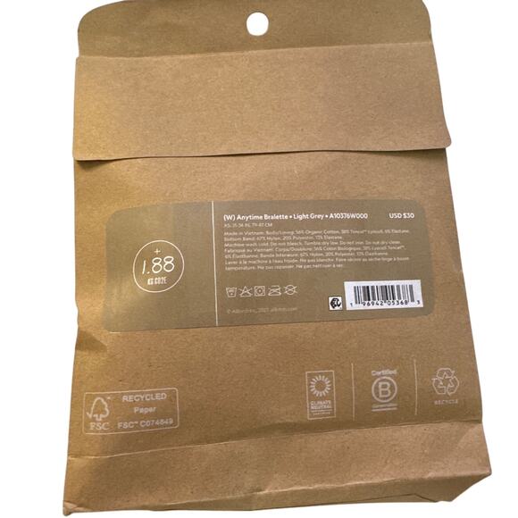 ALLBIRDS Organic Cotton Anytime Bralette Light Gray Size XS New - Picture 3 of 4